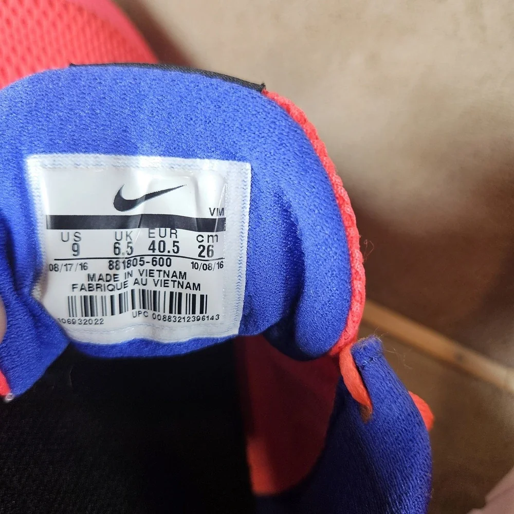Nike Flex Experience RN 6 Womens 9 Running Shoes Sunset Glow and Blue Fox